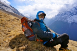 Taking a rest before reaching high camp